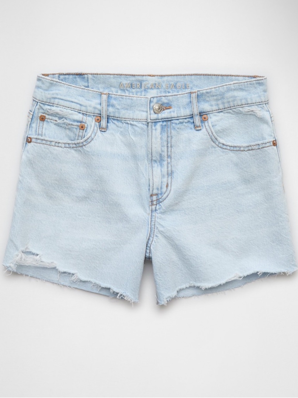 American Eagle Strigid Ripped Super High-Waisted Relaxed Denim Short Size 8